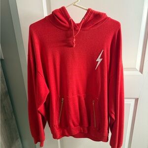 Red Hoodie with Lightning Bolt